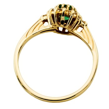 9ct Gold Emerald/Diamond Cluster Ring size I